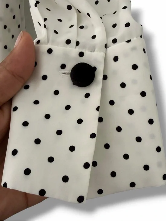 Alexis White/Black Polka Dot Priya Blouse Velvet Buttons Office Secretary Medium - Picture 4 of 9